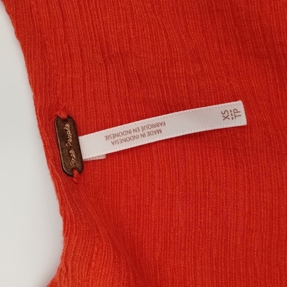Free People blouse Check On It Wrap Top XS Oversized orange textured FP - Picture 6 of 9